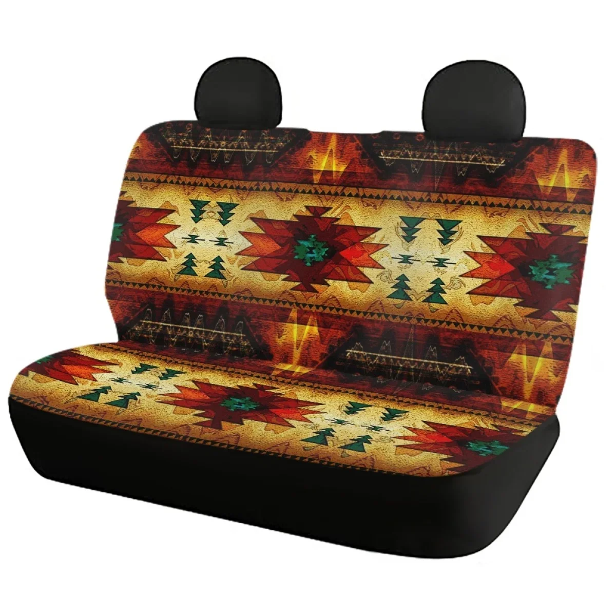 African Tribal Pattern Comfortable Front and Rear Automobile Seat Protector Anti-Slip Car Seat Cushion Polyester