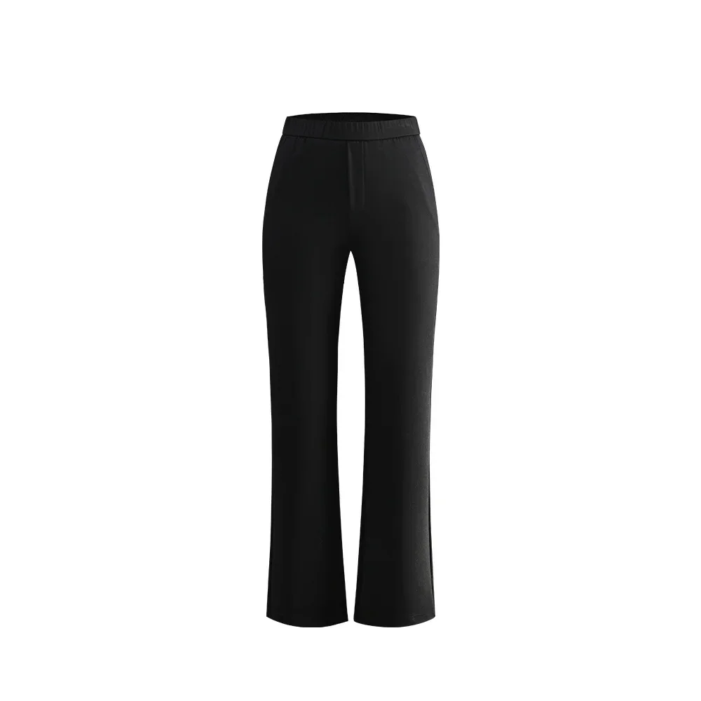 Slimming High Elastic Waist Micro Flared Black Pants Conceal Flaws Business Commute Stylish Shape Enhancing Women's Long Trouser