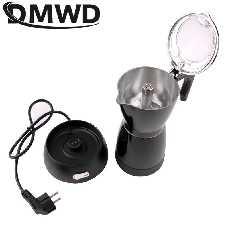 DMWD 110V/220V Electric Moka Pot Espresso Italian Mocha Coffee Maker Percolators Stovetop Tool Filter Coffee Making 300ml