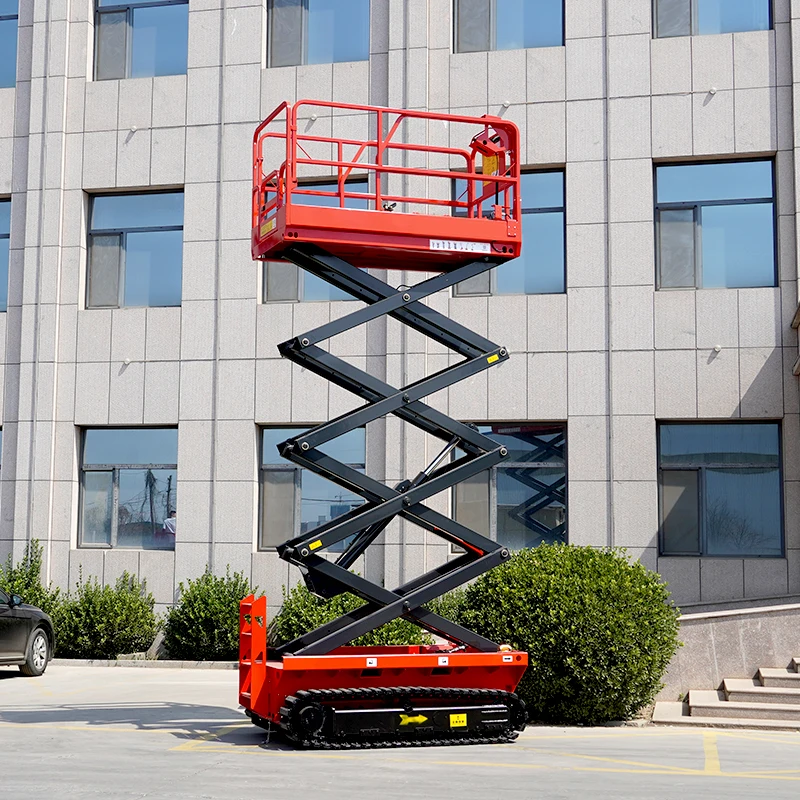 Self Propelled Aerial Work Platform Scissor Lift Electric Hydraulic 6m 12m Height For Warehouse Racking Installation Customized