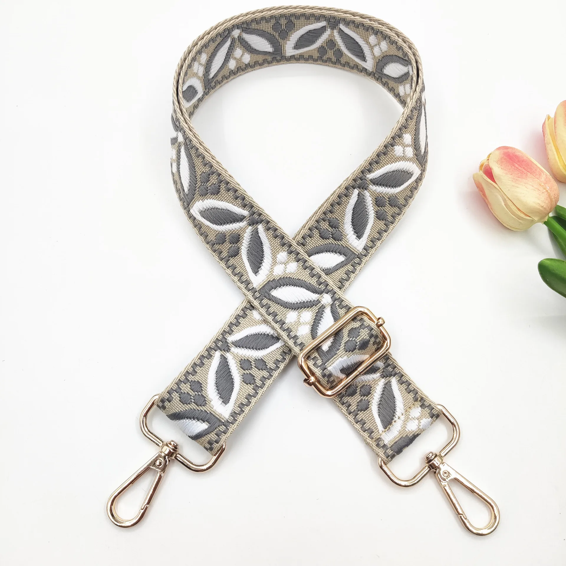 1 Piece 1.50inch Wide Adjustable Handbag Purse Strap Replacement Crossbody Shoulder Strap Magnolia Pattern Jacquarded Strap
