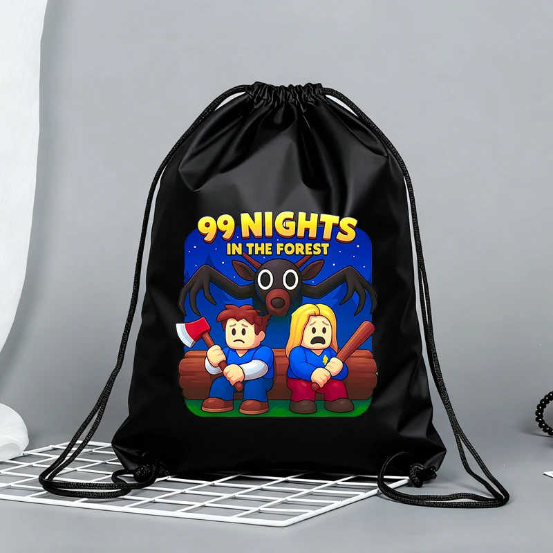 99 Nights in The Forests Drawstring Bags Cartoon Bundle Pockets Anime Portable Storage Bag Pouches Boys Girls Shoulders Bag Gift