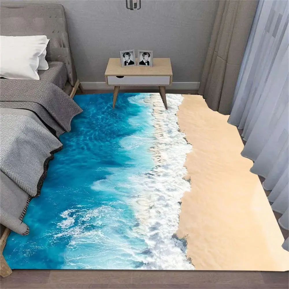 VIKAMA Beach Shell Area Rug Non-slip Soft Summer Coastal for Living Room Bedroom Decor