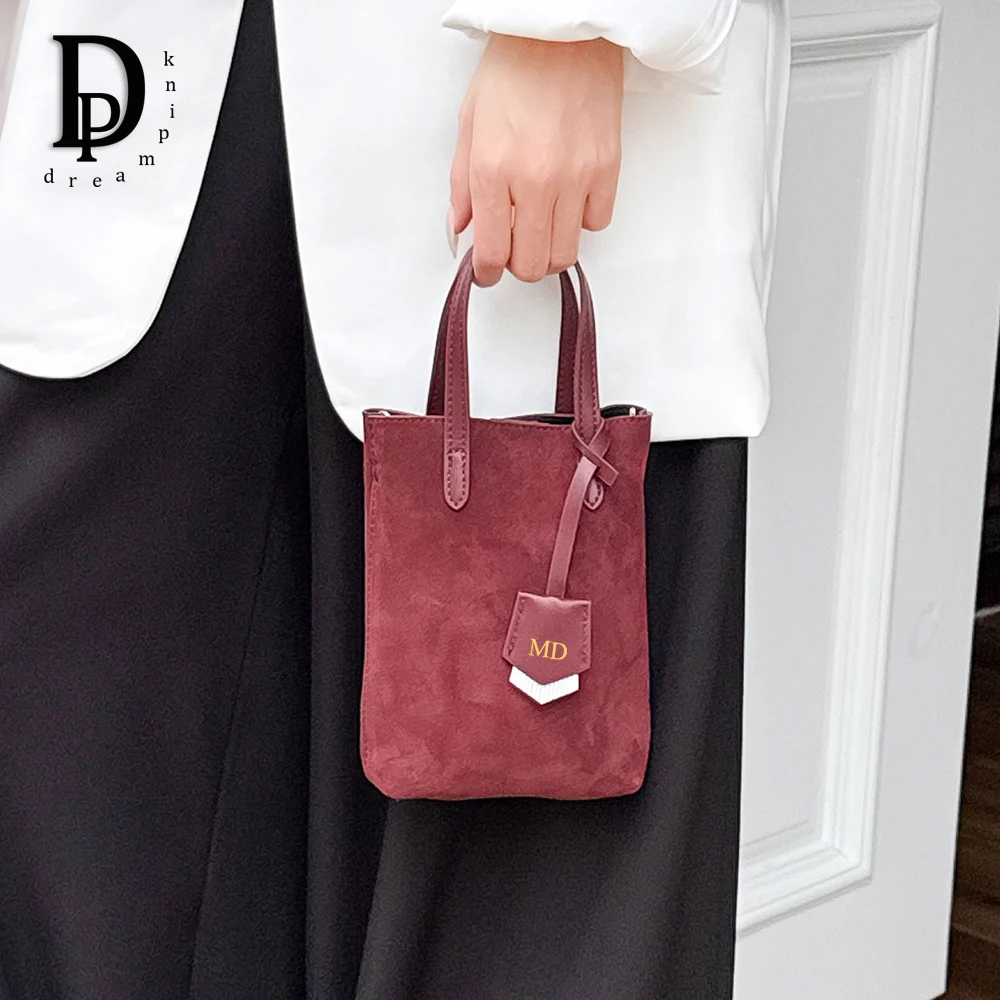 

Personalize Name Small Women Phone Shoulder Bag Luxury Velvet Leather Female Top Handle Tote Purse Fashion Suede Travel Mini Bag
