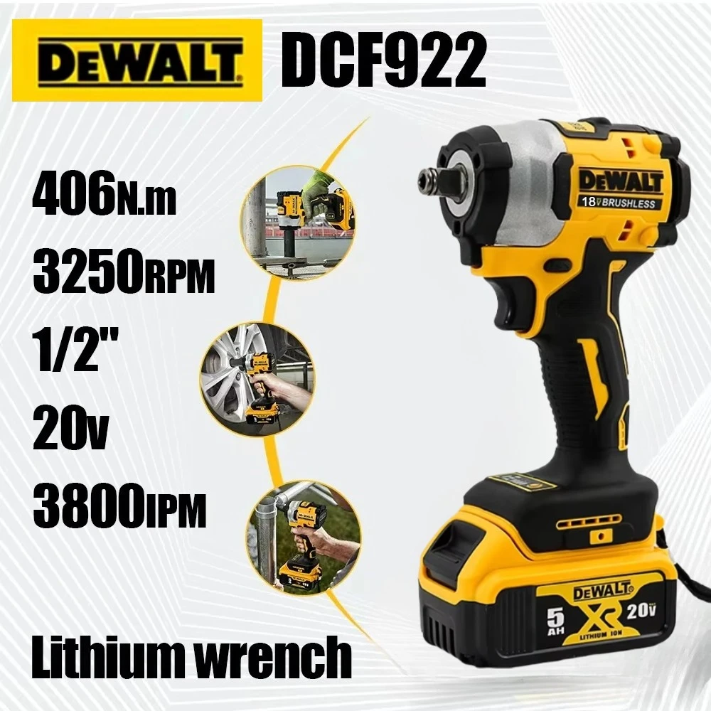 Dewalt  Electric Impact Wrench DCF922 Rechargeable High Torque 406Nm(Reverse) 1/2