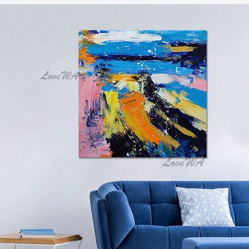 

Толстая текстура, абстрактная красочная картина маслом, домашний декор, дизайн обоев, картина для гостиной, современный настенный холст без рамки