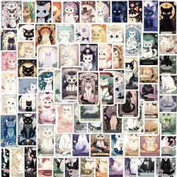 50pcs Cartoon Ins Cat Tarot  Aesthetic Graffiti Stickers Luggage Skateboard Laptop  Guitar Sticker Decals Toys