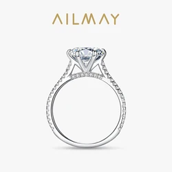 Ailmay 100% 925 Sterling Silver Round Ten Hearts Arrow CZ Ring Exquisite Luxury For Women Wedding Statement Band Fine Jewelry