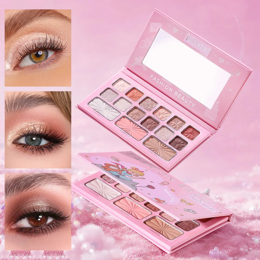 Cross Border New 15 Colors Eyeshadow Palette Milk Tea Earth Tone Matte Shimmer Waterproof Long Lasting Eye Shadow Makeup Palette