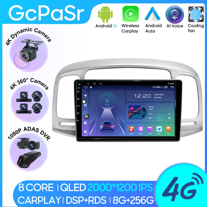 

Car Radio Carplay For Hyundai Accent 3 2006 - 2011 Navigation GPS Android Auto Screen Video Stereo 4G No 2din 5G Wifi Bluetooth
