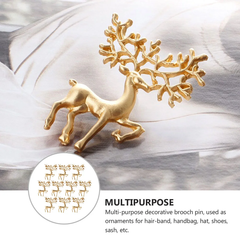 Scarf Brooch Pin Christmas Elk Collar Buttons Reindeer Brooches Golden Alloy Lapel Pins