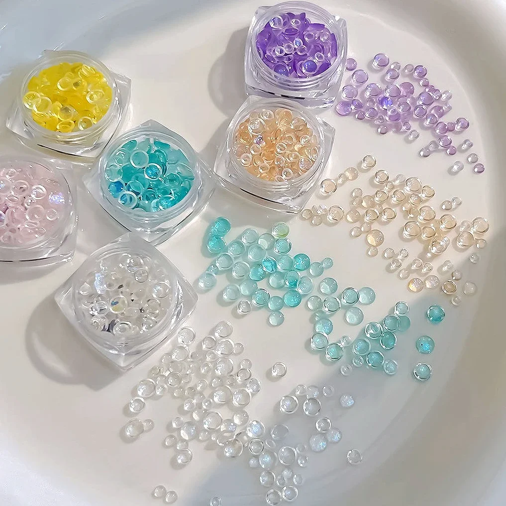 

Resin Mermaid Bubble Beads Colorful Aurora Transparent Flat Bottom Nail Art Accessories Decorations DIY Manicure Tools Wholesale
