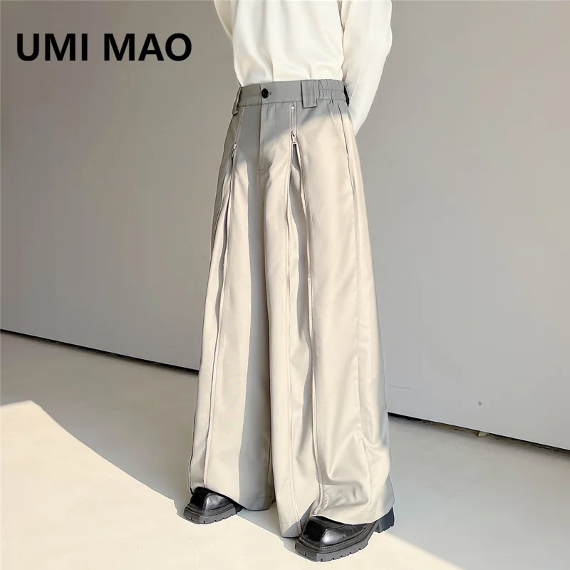 UMI MAO Yamamoto Dark Pants Spring New Trend Wide Straight Leg Pant Men's Women Fashionable Zipper Floor Sweeper Trousers