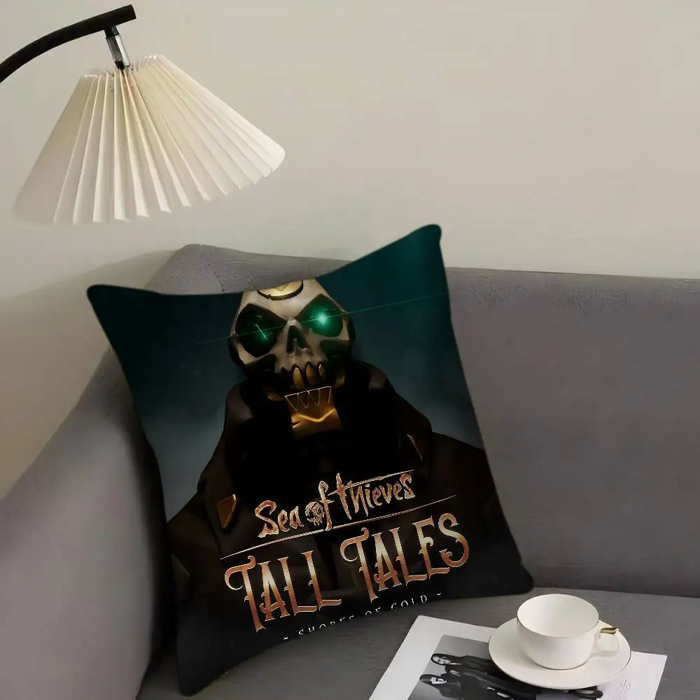 S-Sea Of T-Thieves شعار غطاء الوسادة بوصة مزرعة ديكور المنزل رمي وسادة تغطي لزينة الأريكة