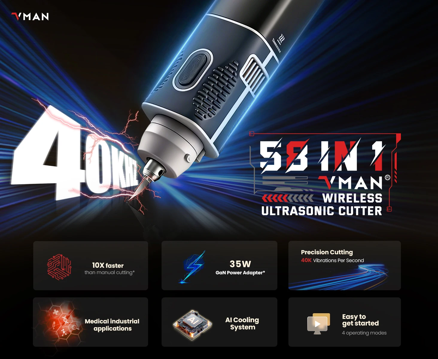Jakemy JM-Y10 PRO Ultraschall-Schneidmesser, Überhitzungsschutz, DIY, elektrisches Schneiden, Schnitzen, Schleifwerkzeug, geeignet für Modellplatine – Detail 12