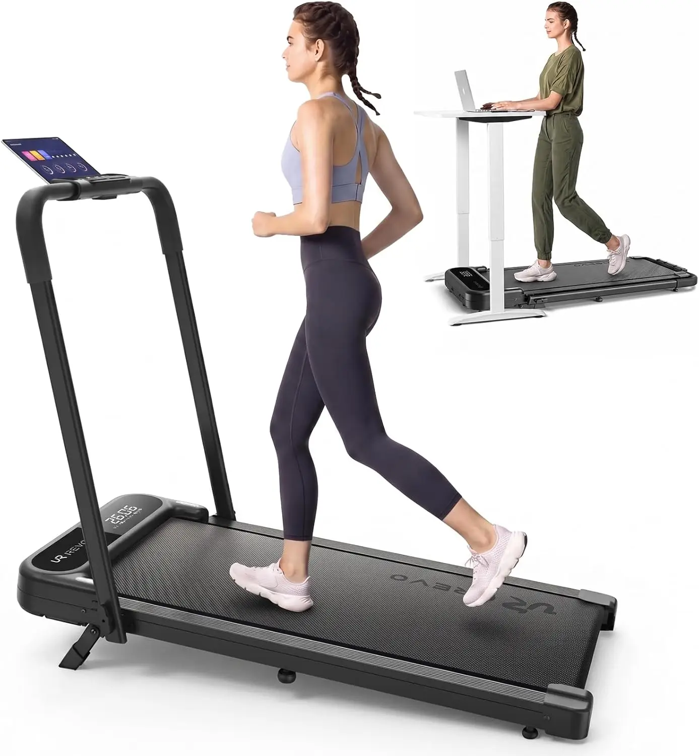Smart Incline Walking Pad Treadmill with APP Control, 12% Incline, Compact Design, Safety Handle Bar, Plug & Play, LED Display, Ideal for Walking and Running in Home Office