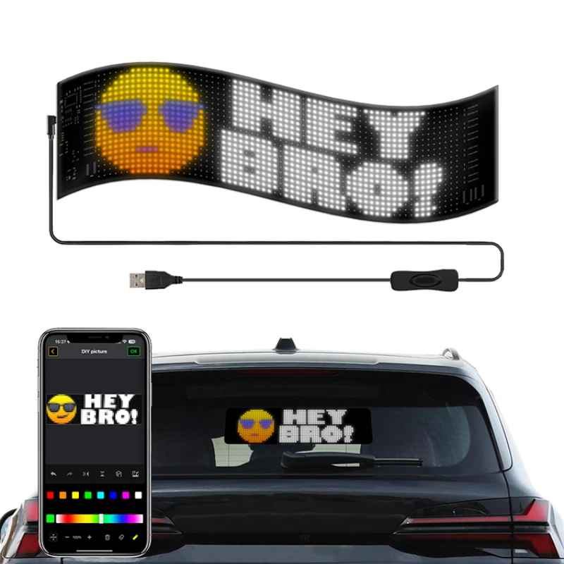 Car smart  sticker  interactive screen  rear window led expression screen light rear windshield  led display