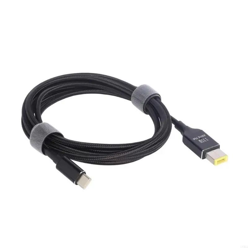 CORA Black Charging Cable for Laptops with a 11X4.5Mm Rectangular Charging Tip, Supporting Power Delivery Up to 135 W with