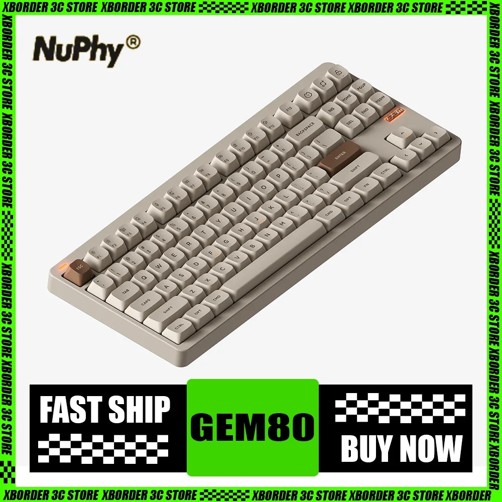 nuphy teclado mecanico gem80 liga de aluminio com fio hotswap personalizado acessorio para jogos de computador presentes 01