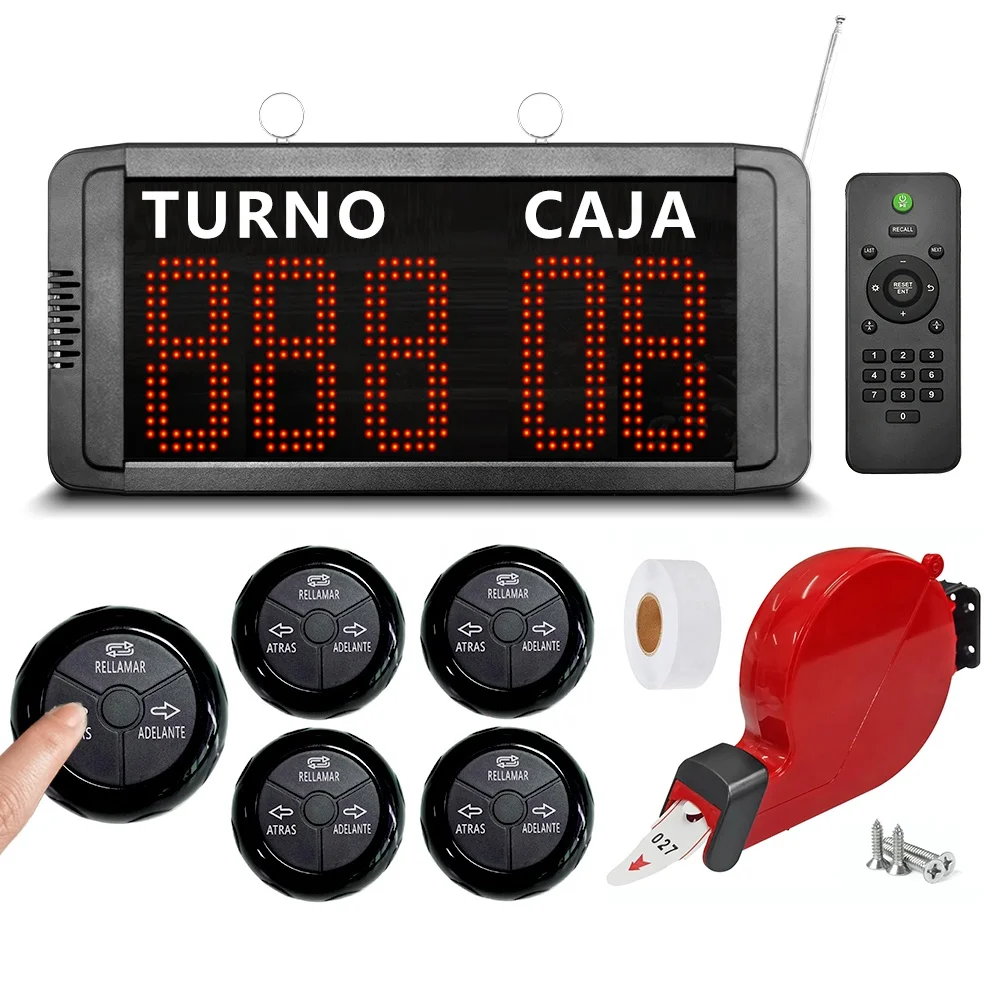 Wireless Queue Management System for Bank/Hospital/Cafe/Clinic/Restaurant Take-a-Number Ticket Dispenser Spanish Language Kit