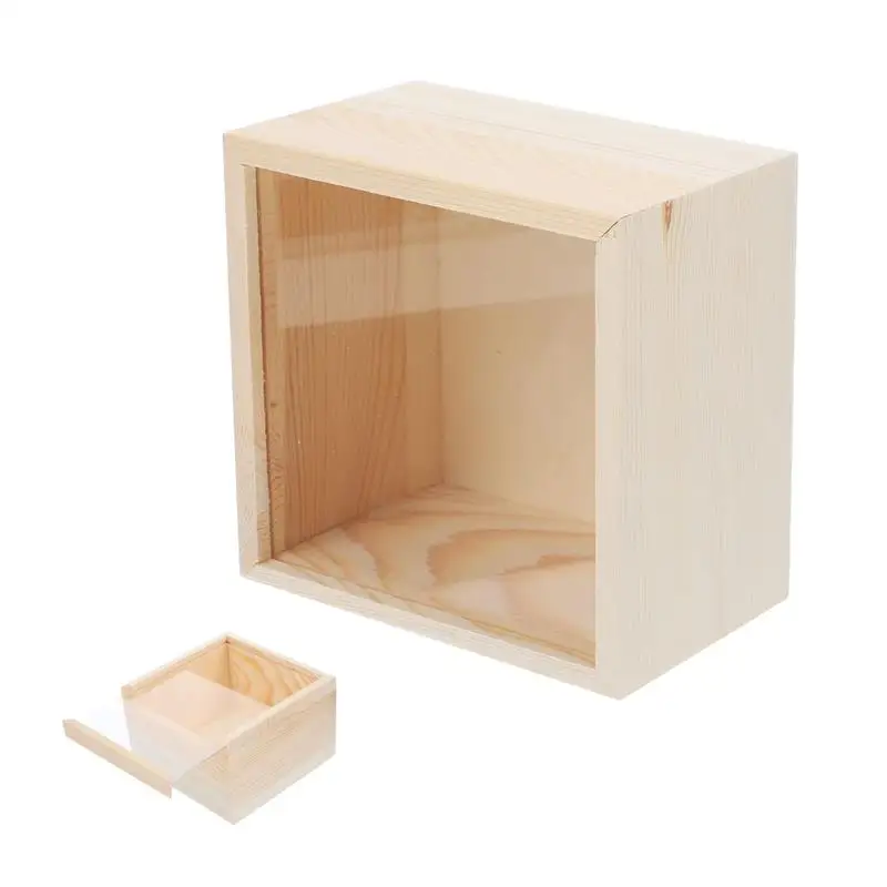 Wooden Storage Jewelry Boxes Transparent Storage And Organization Wooden Box With Acrylic Pull-Out Lid Display Box Unfinished