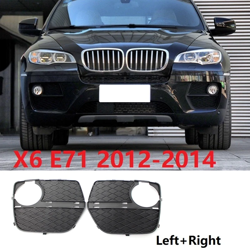 1Pair Front Bumper Fog Lights Cover Fog Lamp Grilles for BMW X6 E71 2012-2014 51117312605 51117312606