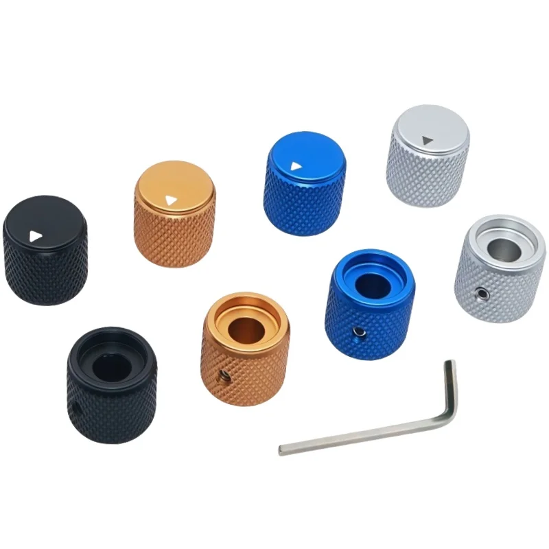 Capuchon de commutateur rotatif en alliage d'aluminium massif, 15x15.5mm, potentiomètre, amplificateur Audio, bouton de puissance, trou rond, Type de vis de 6mm, 1 pièce