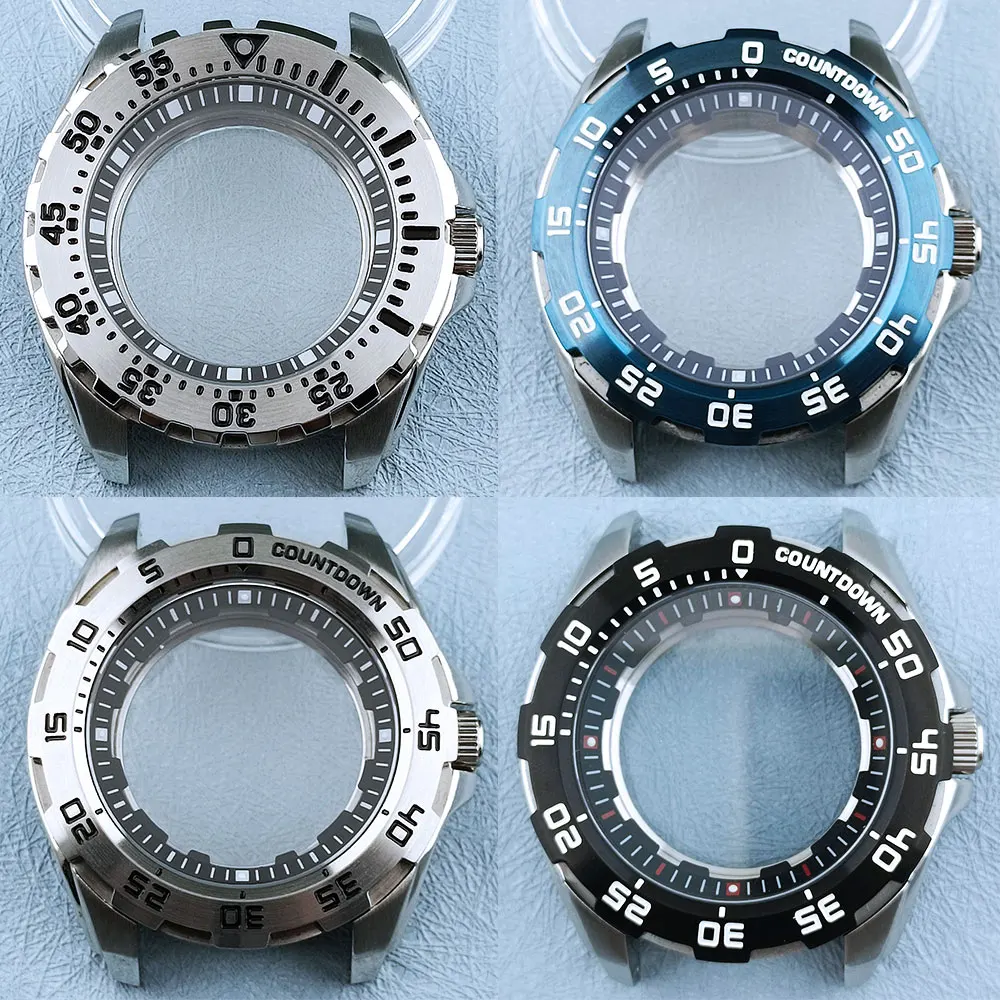 44mm NH35 Watch Case Stainless Steel Sapphire Crystal Glass Transparent Back for NH35A NH35 Movement Gear Case