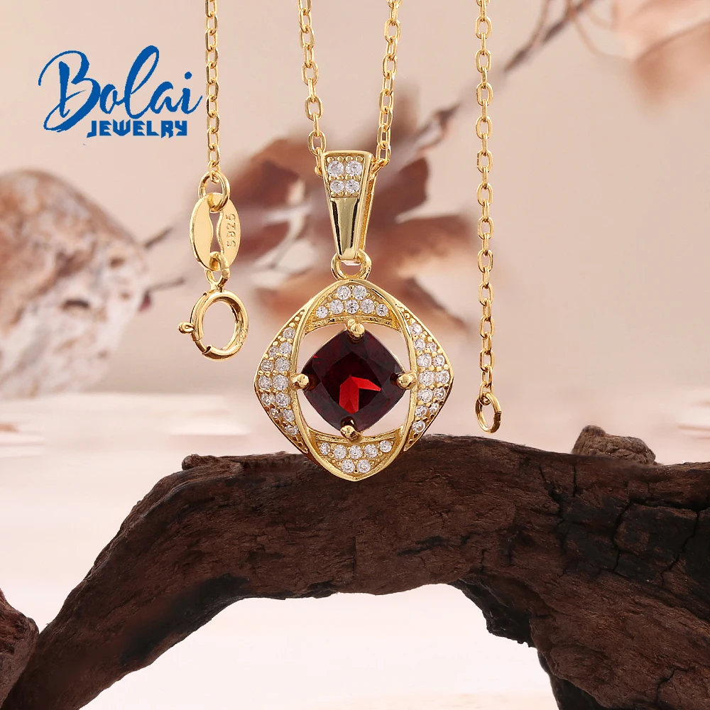 Elegant 925 Sterling Silver October Birthstone Women's Necklace Natural garne fine Jewelry gemstones for banquet engagement gift