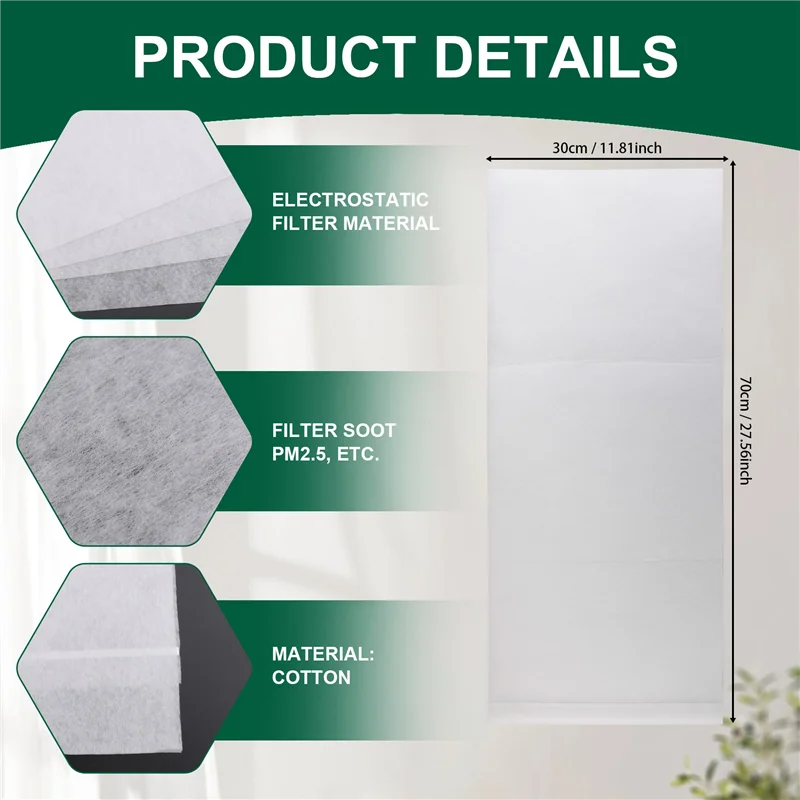 ABGR-4Pcs 28 дюймов X 12 дюймов электростатический фильтр из хлопка, фильтрующая сетка HEPA PM2,5 для очистителя воздуха Xiaomi Mi