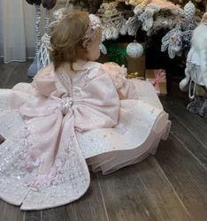 Puffy Princess Champagne Girl First Birthday Dress Infant Flower Girl Dress Child Dress Toddler Tutu Gown