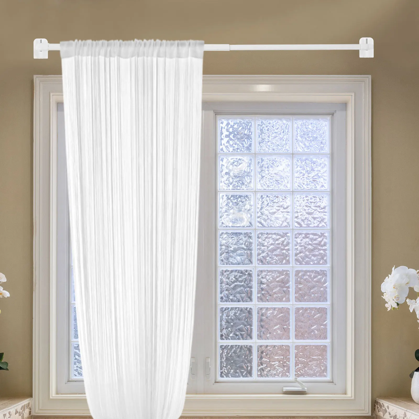 

Telescopic Shower Curtain Rod Doorway Pole Hole Bathroom Rail Accessories Plastic Adjustable