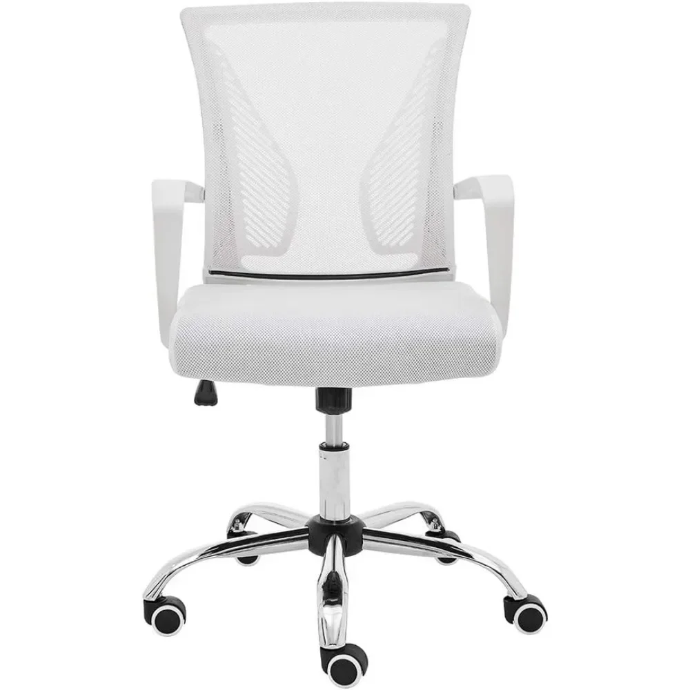 

Mid-Back Office Task Chair - Ergonomic Back Supporting Mesh Back Desk Chair (White/White)