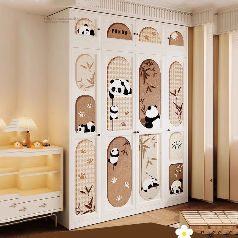 Simple Kids Clothes Closet Wooden Organizer Storage Bedroom Fabric Wardrobe Wearable Modular Guarda Roupa Furniture For Room