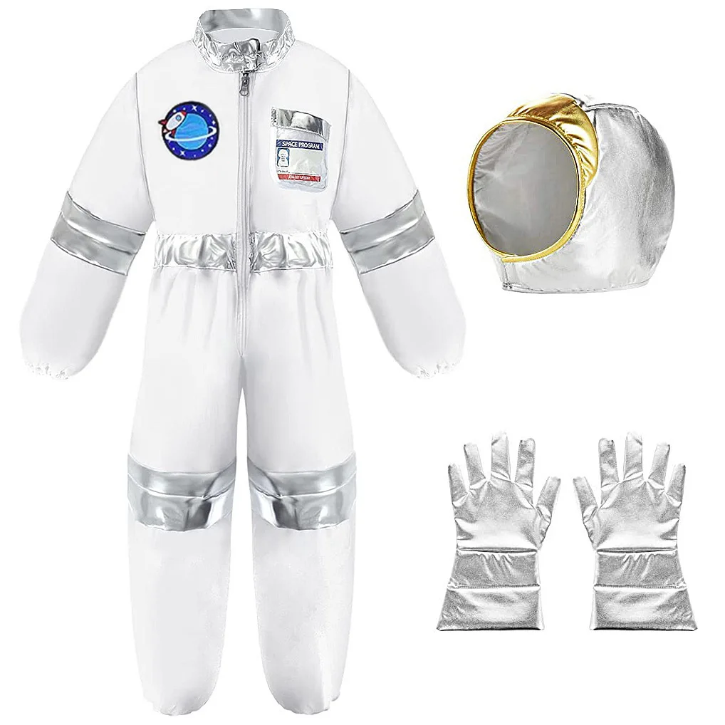 Cohete cosplay espaço palco astronauta spacesuit traje desempenho halloween para criança com chapéu luvas