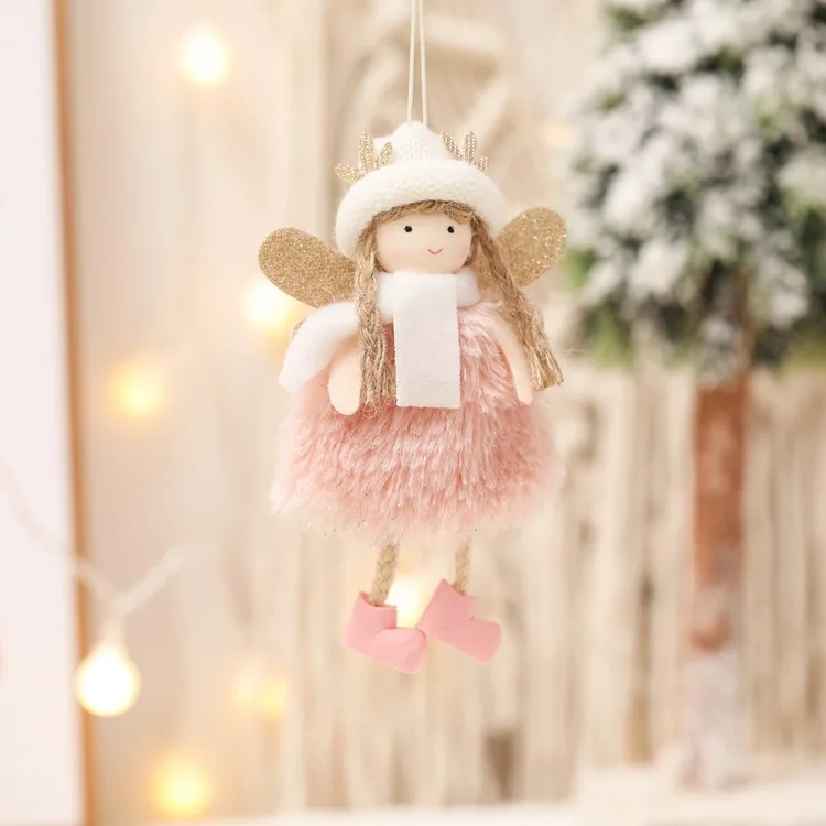 Cartoon Antler Hat With Wings Girl Angel Princess Doll Plush Pendant Creativity  Angel Christmas Tree Pendant Room Decoration