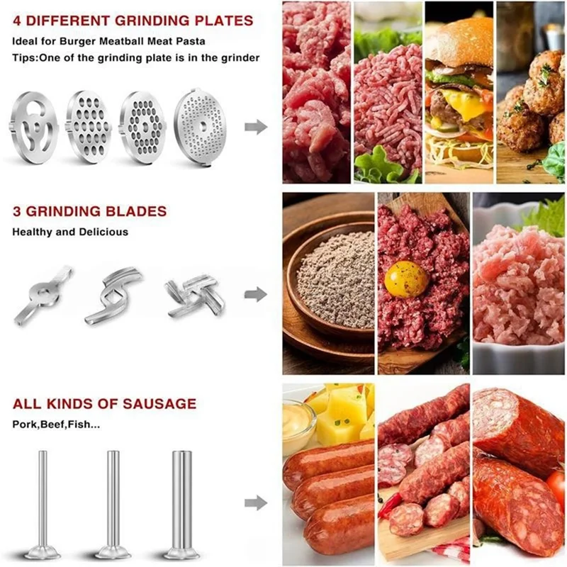 ABFI Meat Grinder Attachment For Kitchenaid Stand Mixer Stainless Steel Meat Grinder Accessory Knife Net Blade Combination
