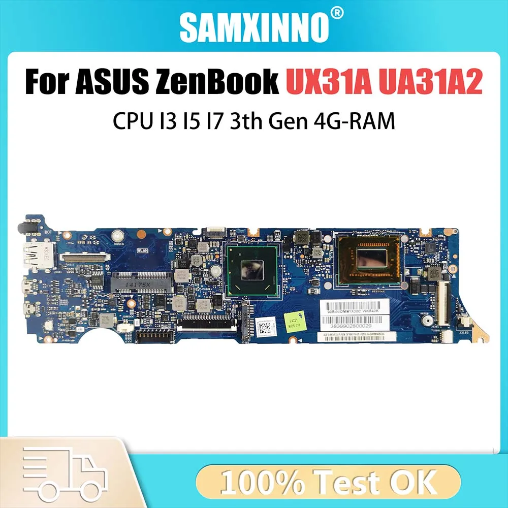 UX31A UX31A2 Mainboard For ASUS ZenBook UX31A UA31A2 With I3 I5 I7 3th Gen CPU 4GB RAM Laptop Motherboard REV2.0/4.1