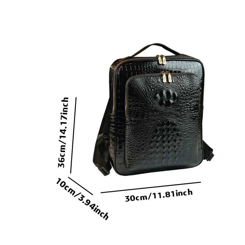 Glossy Pattern Structured Backpack Business Commuting, Large Capacity Laptop Backpack Short Trips, Light Luxur
