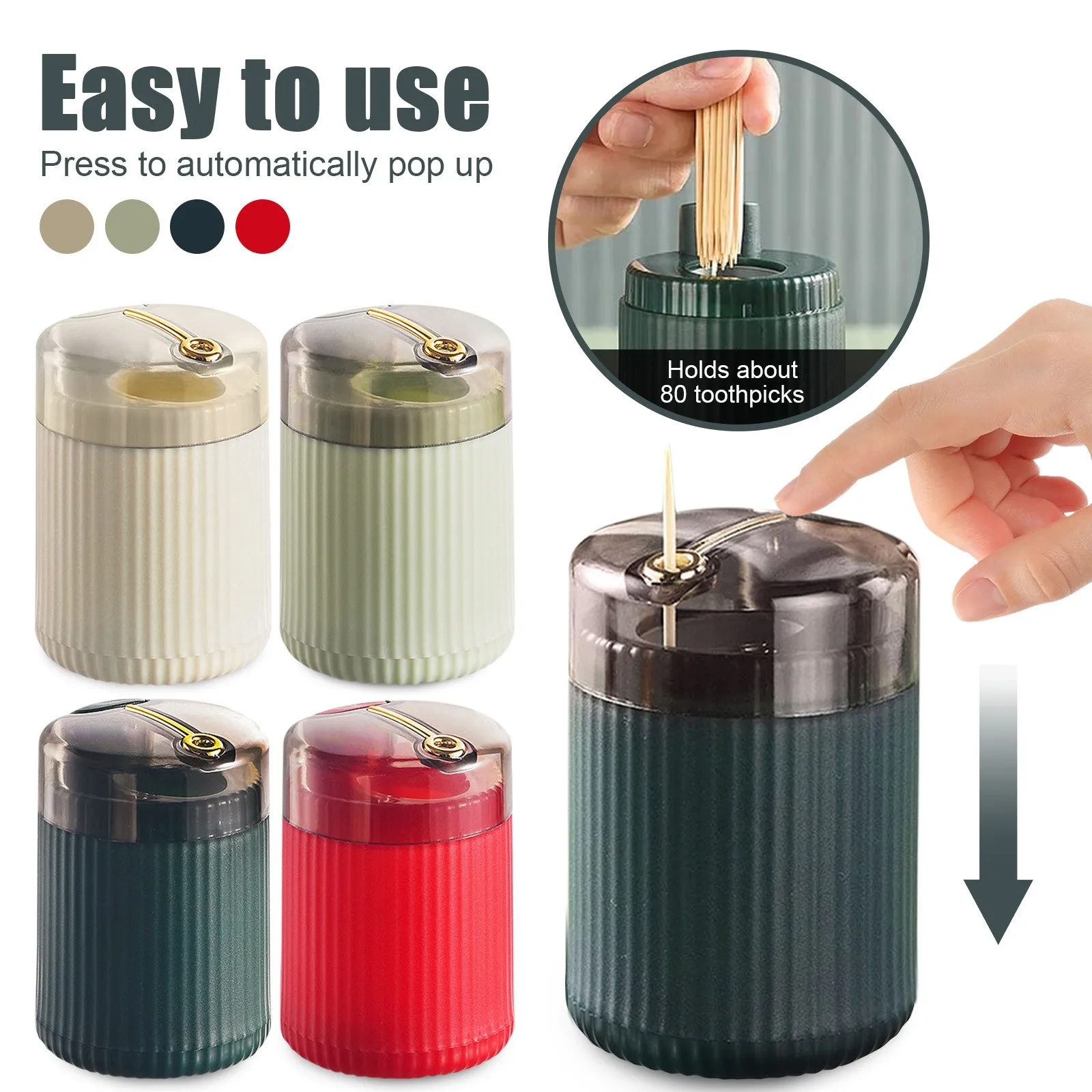 Pop-Up Automatic Toothpick Dispenser Portable Plastic Toothpick Holder Container Creative Press Toothpick Storage Box Organizer