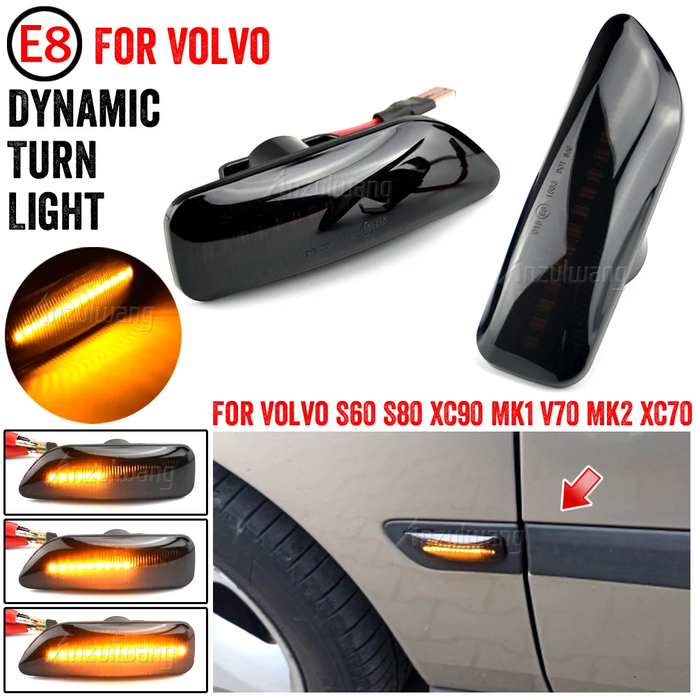 2Pcs Amber LED Side Marker Blinker Turn Signal Light For Volvo XC90 S80 XC70 V70 S60 2001-2009 30722641 3072264