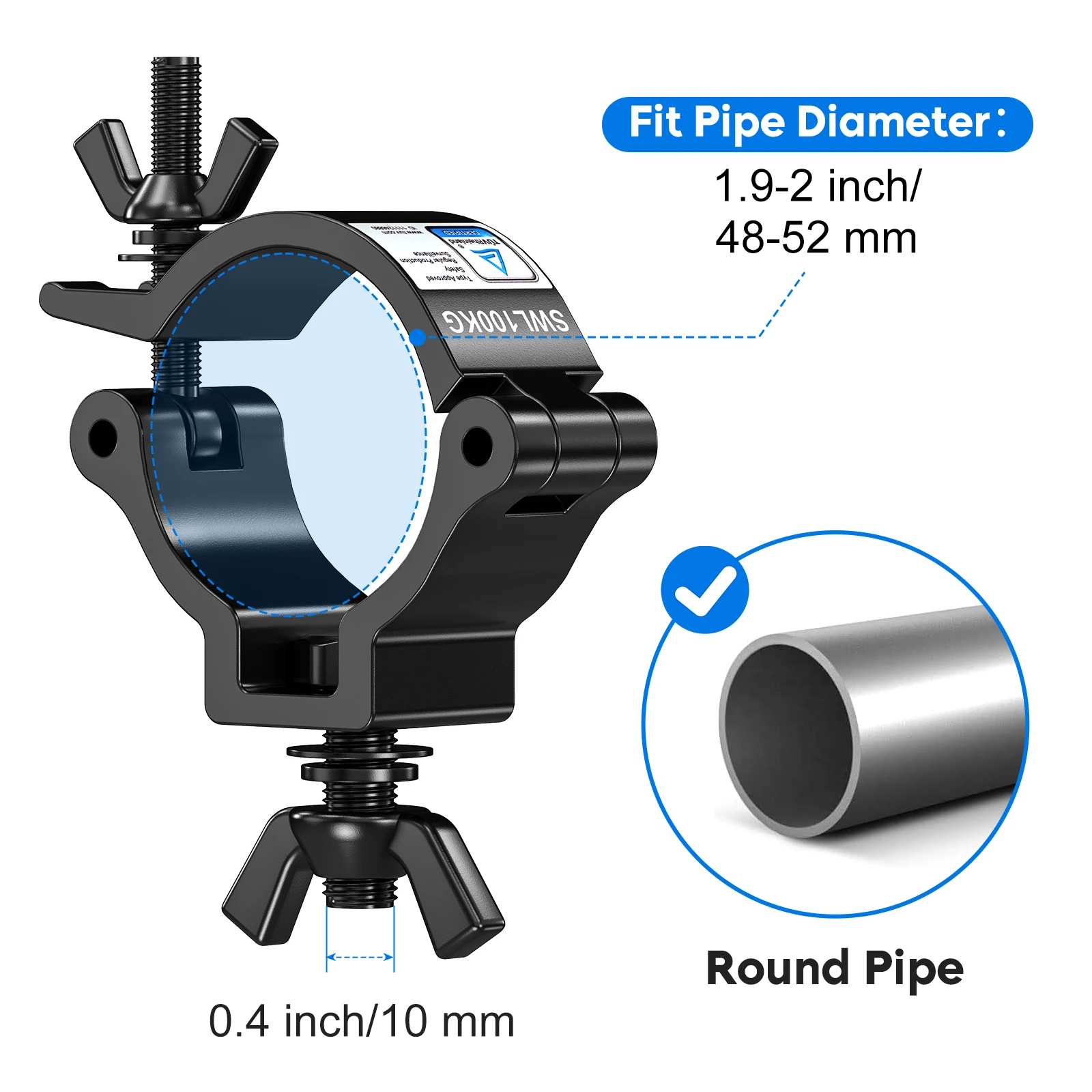 Yiflamefly 10Pcs Black Truss Clamps Heavy Duty Light Hook Stage Lighting Hanging Hooks For String Lights Projector Par Lights