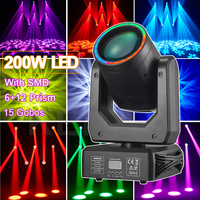 200W LED Beam Moving Head Light Rotating 18 Prisms Dj Mobile Party Lights 15Gobos DMX Spot Disco Stage Effect Light Bar Club