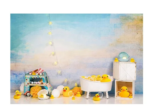 7x5ft Laundry Clothes Blue Bubbles Duck Duckling Baby Bath Bathing Custom Photo Studio Background Backdrop Vinyl  220cm x 150cm