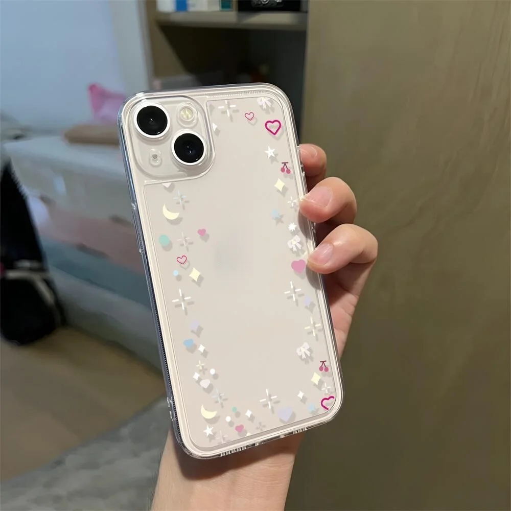 Fashion Love Full Screen Star Phone Case For IPhone 15 12 13 14 11 Pro Max X Xs Xr 7 8 Plus Silicone Shock-Resistant Soft Cover