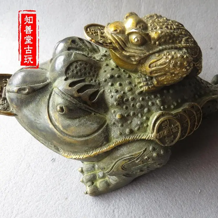 Pure Copper Animal Crafts, Home Furnishings Ba Pu Toads Golden cicada frog