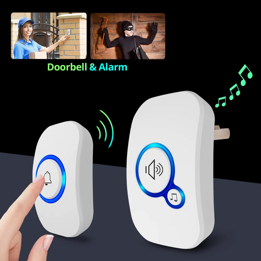 KERUI Home Wireless Doorbell 433Mhz Welcome Friend Smart Doorbell 32 Songs 4 Level Volumes Chimes Home 150Meters Door Bell