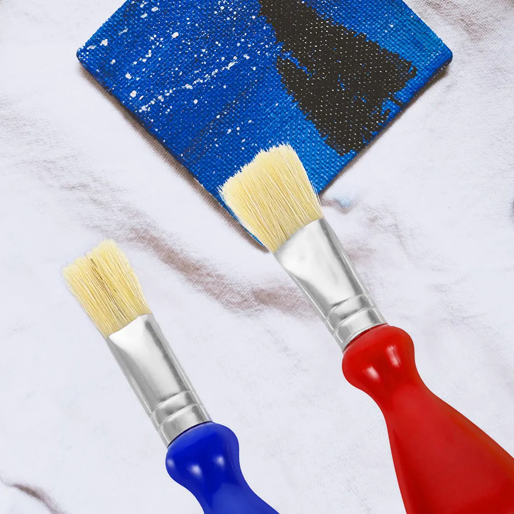 

4 Pcs Pig Hair Painting Pen Brush for Brushes Oil Paints Corner Easy Detail Gap Plastic Ergonomic Child