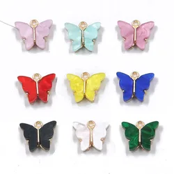 10pcs 14*15mm 9 Color Resin Animal Butterfly Charms For Jewelry Making Pendants Necklaces Cute Earrings DIY Handmade Accessories