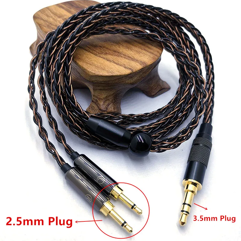 8-жильный кабель для наушников 3,5/2,5/4,4 мм, разъем 2*2,5 мм, посеребренный медный обновленный провод для SV021,HD477,HD497,HD202,HD212.